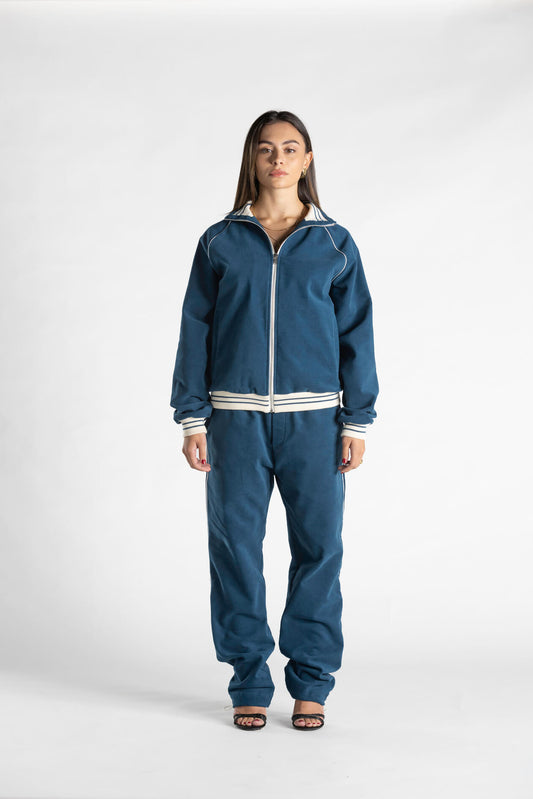 Pantalone Austin in Fustagno Stretch petrolio