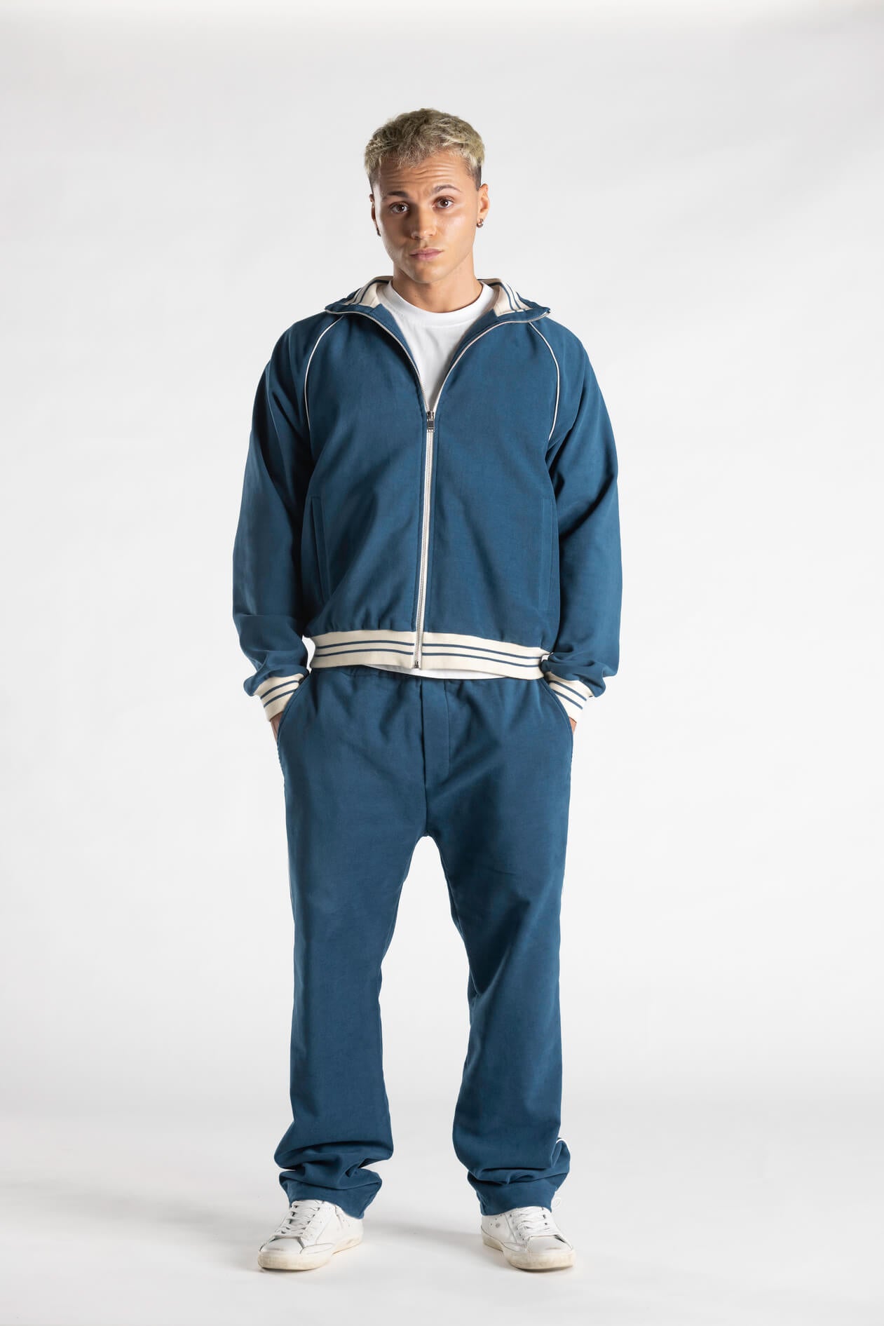 Pantalone Austin in Fustagno Stretch petrolio