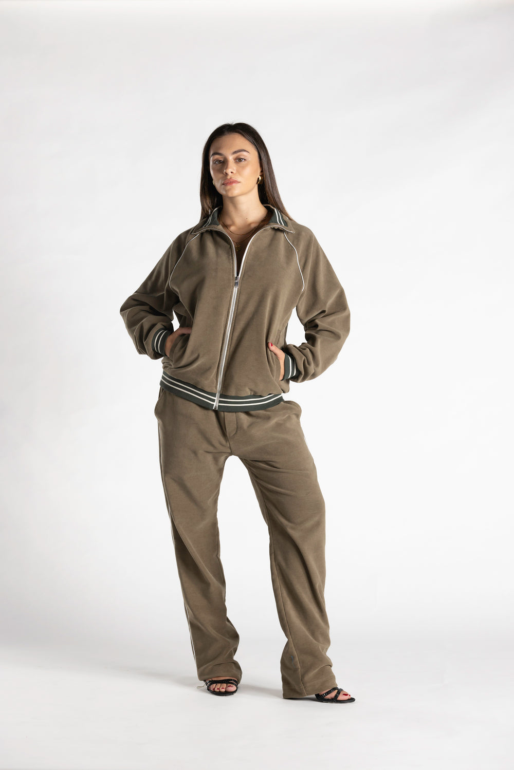 Felpa Amalfi in Fustagno Stretch kaki