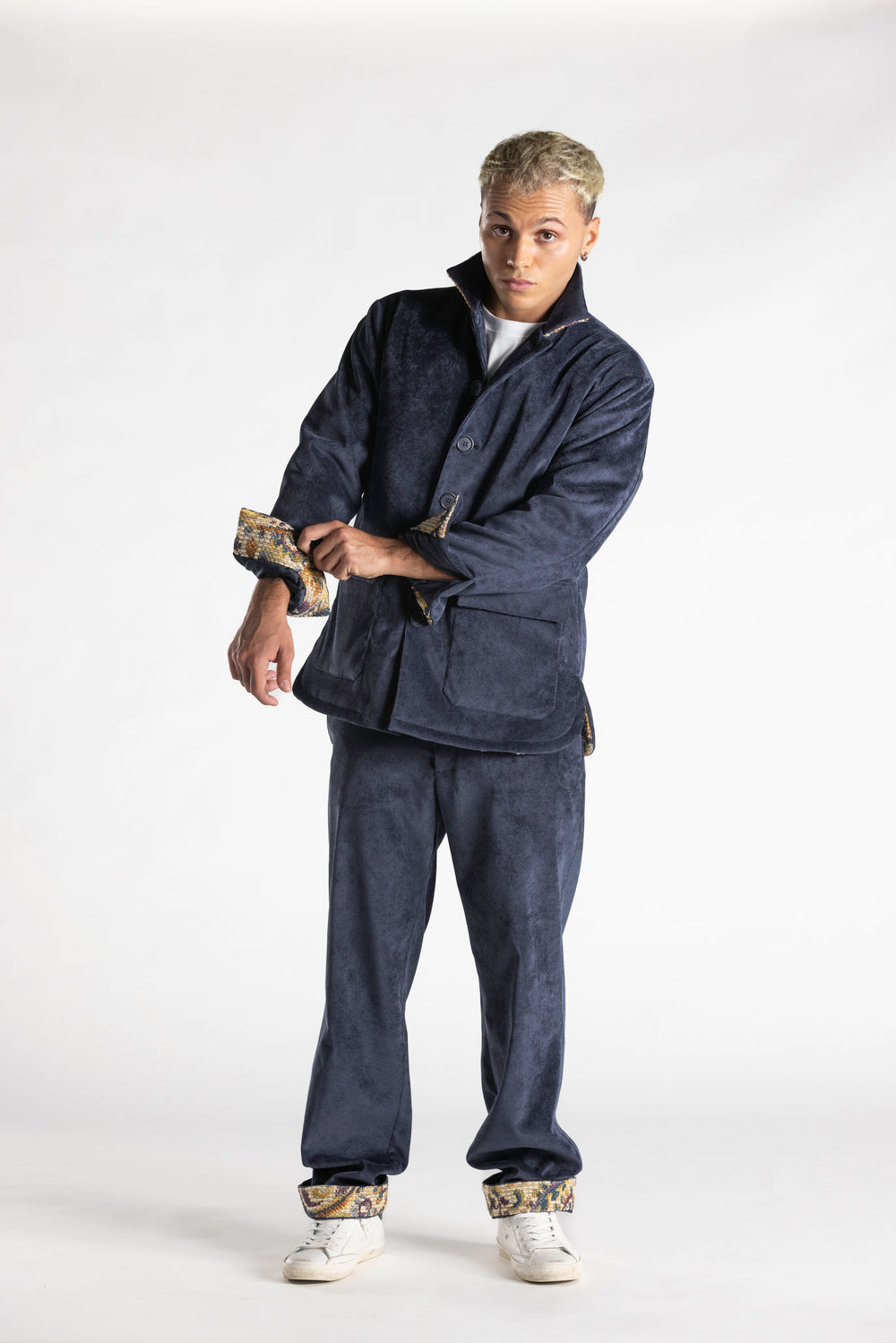 Giacca in Velluto Mille Righe con Dettagli Bandana