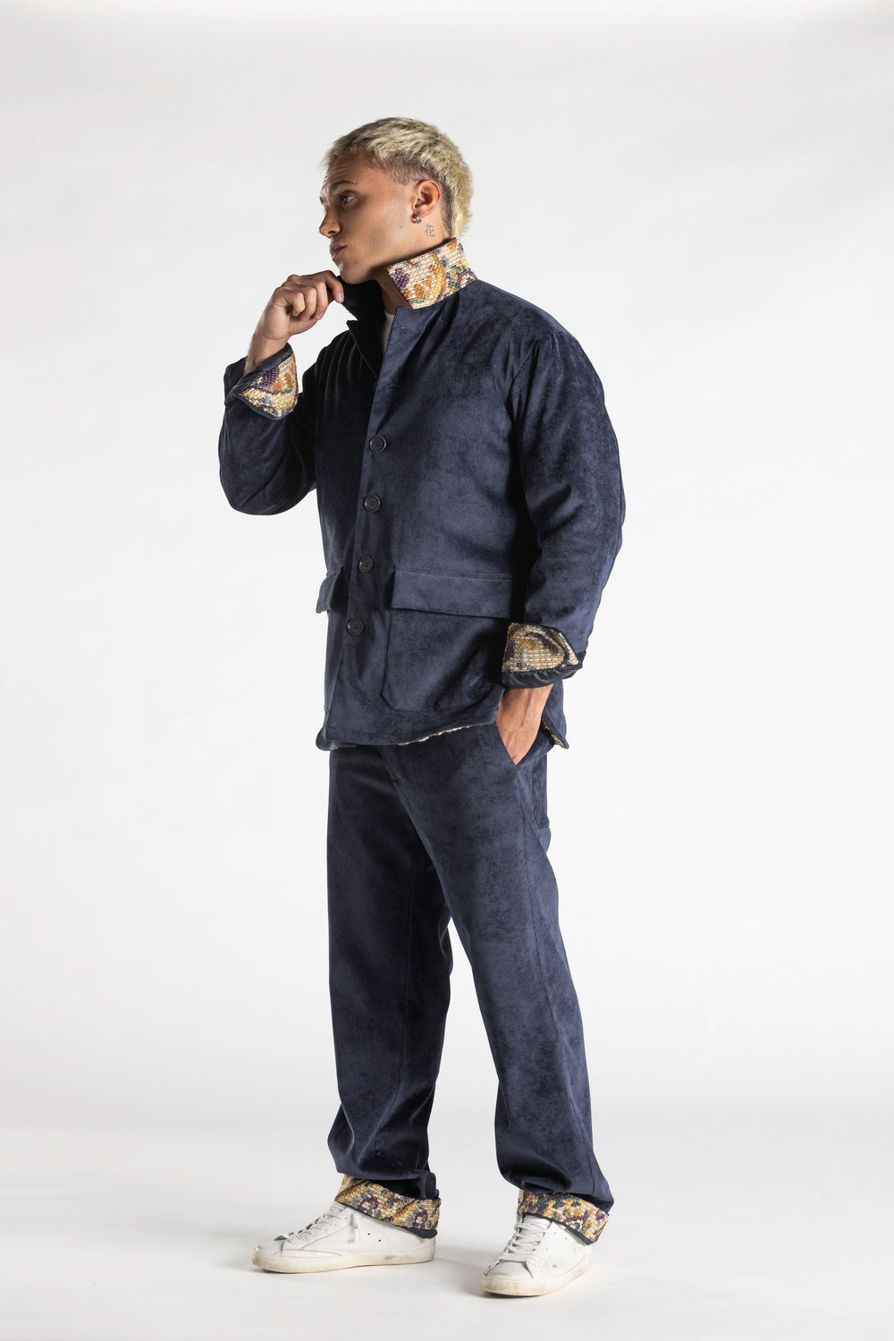 Giacca in Velluto Mille Righe con Dettagli Bandana