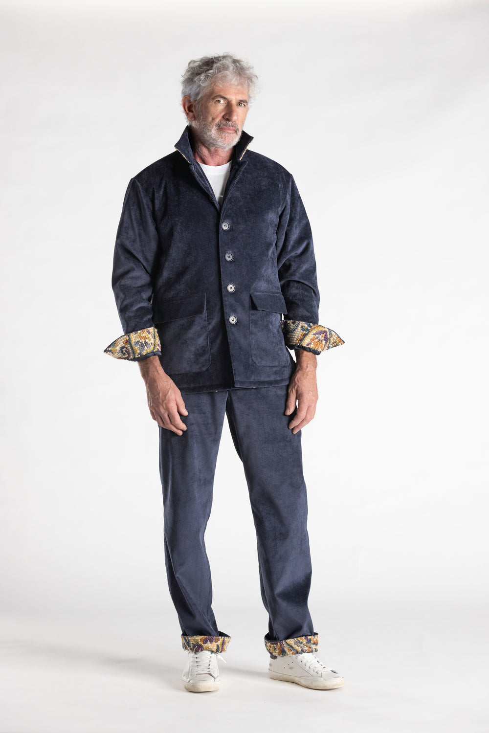 Giacca in Velluto Mille Righe con Dettagli Bandana