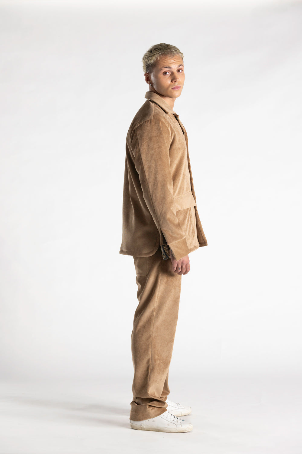 Pantalone in Velluto Mille Righe con Dettaglio Bandana nocciola