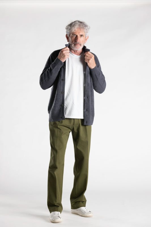 Maglione-Camicia in 100% Cashmere Brushed