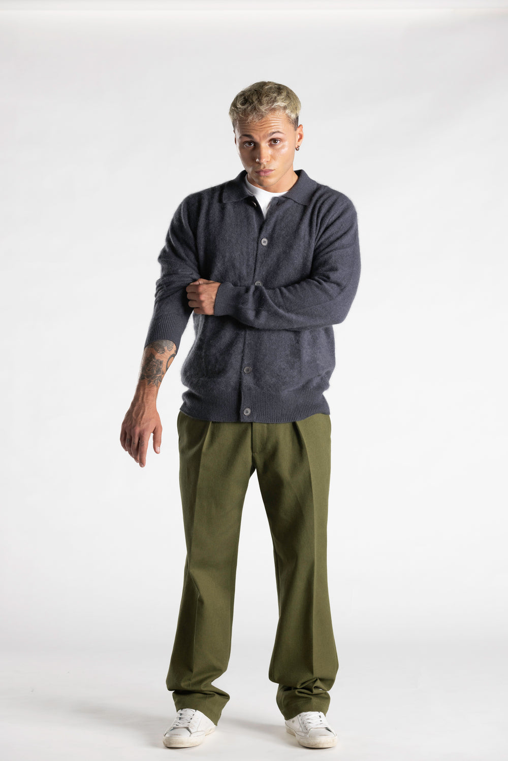 Maglione-Camicia in 100% Cashmere Brushed