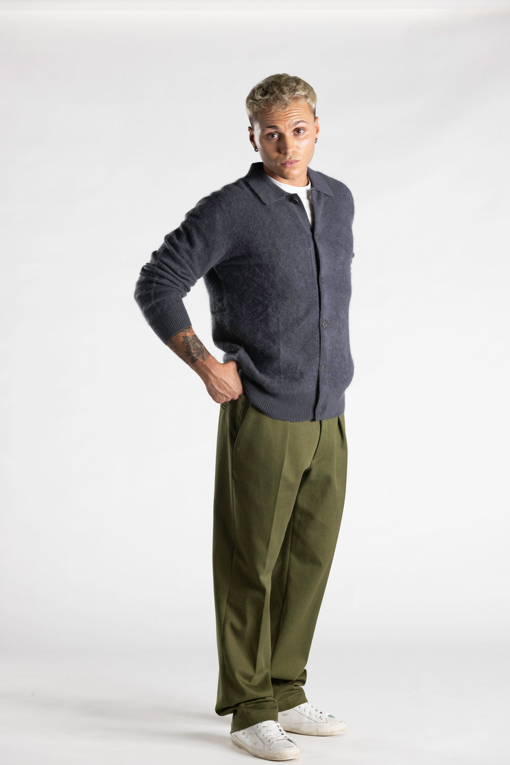 Maglione-Camicia in 100% Cashmere Brushed