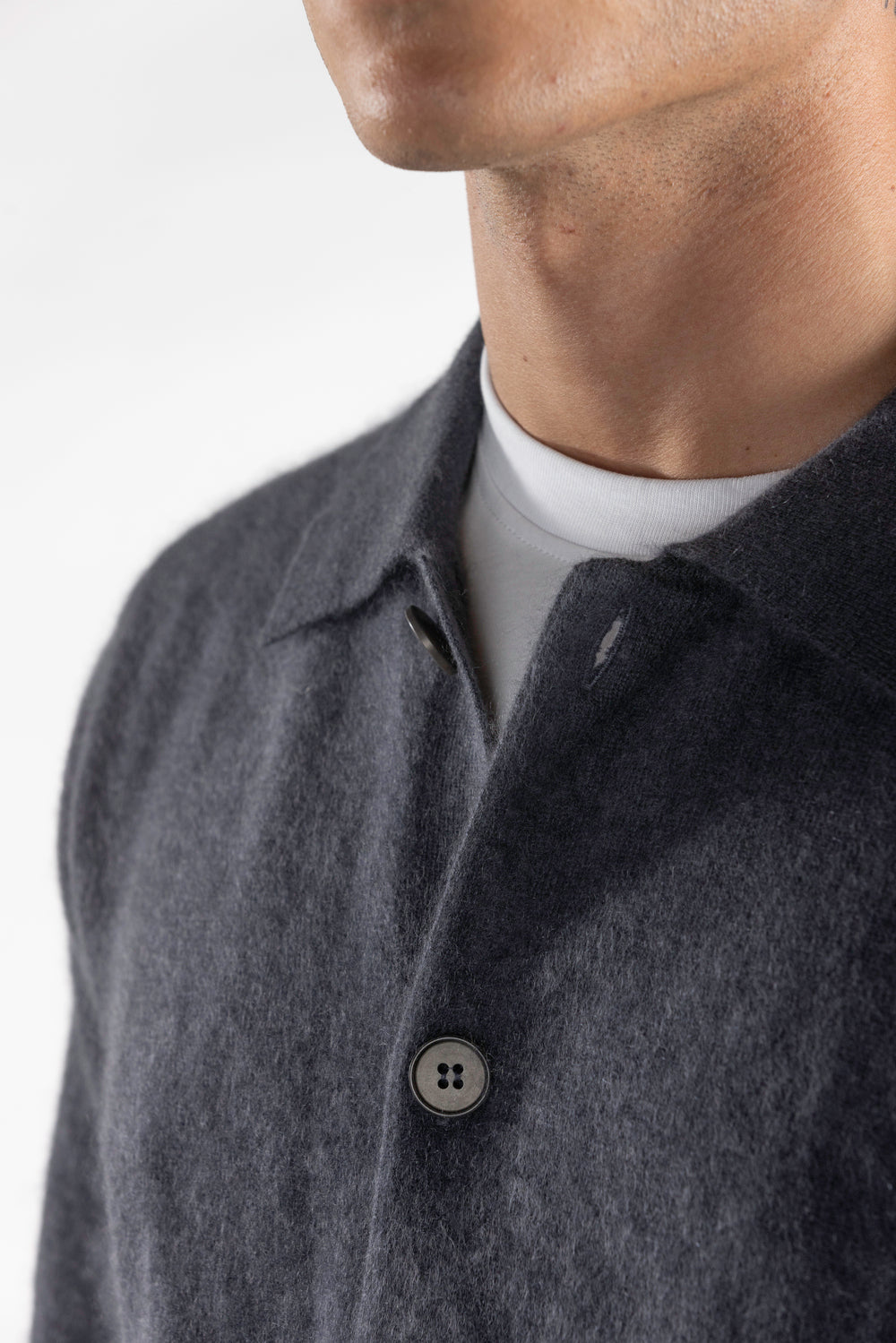 Maglione-Camicia in 100% Cashmere Brushed