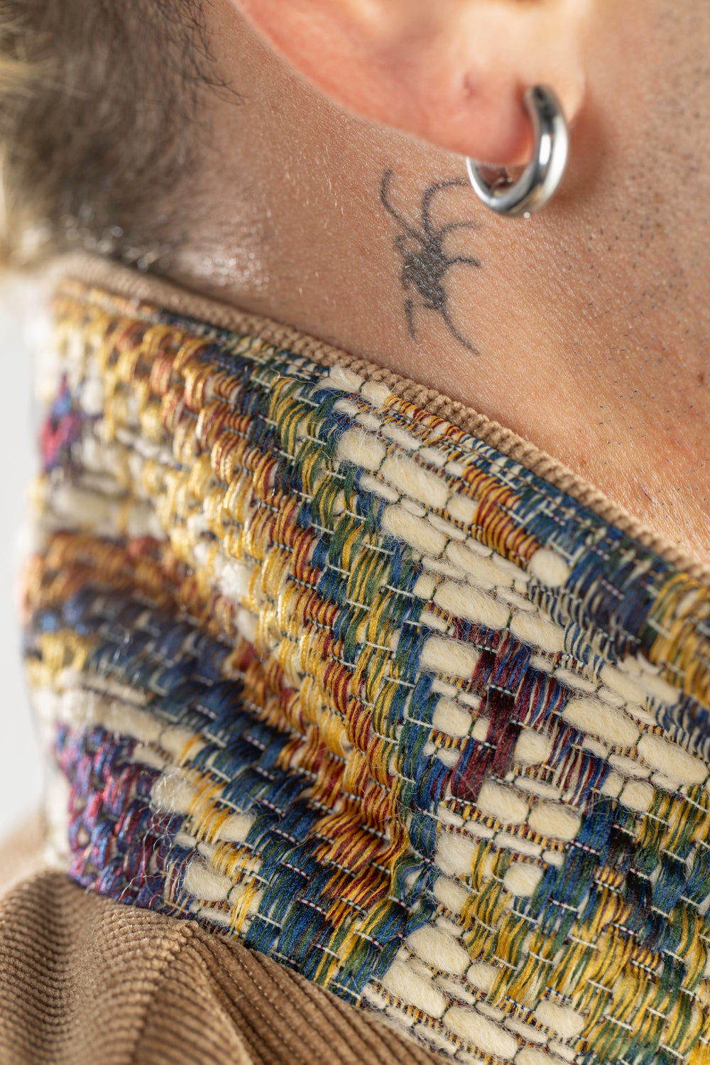 Giacca in Velluto Mille Righe con Dettagli Bandana nocciola